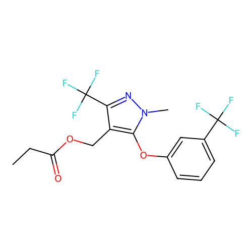 {1-methyl-3-(trifluoromethyl)-5-[3-(trifluoromethyl)phenoxy]-1H-pyrazol-4-yl}methyl propionate structure