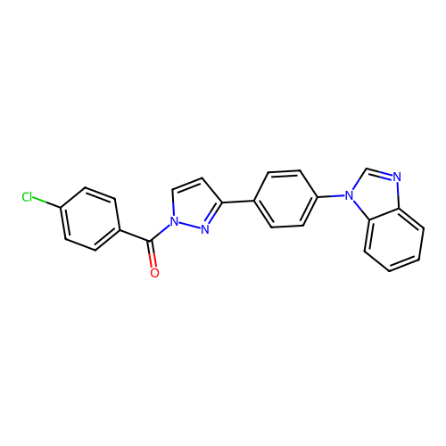 [3-[4-(benzimidazol-1-yl)phenyl]pyrazol-1-yl]-(4-chlorophenyl)methanone structure