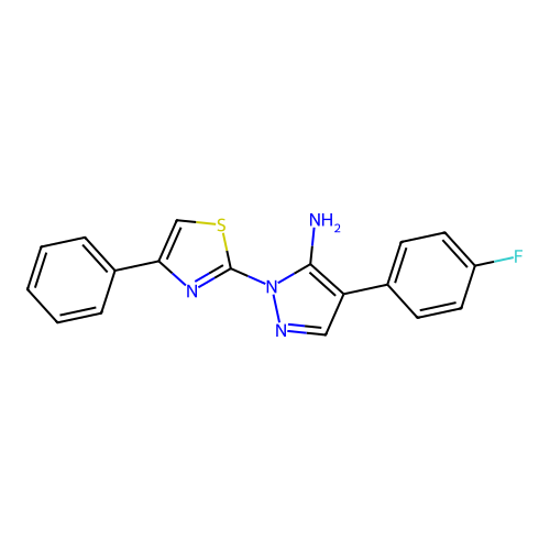 4-(4-fluorophenyl)-1-(4-phenyl-1,3-thiazol-2-yl)-1H-pyrazol-5-amine structure