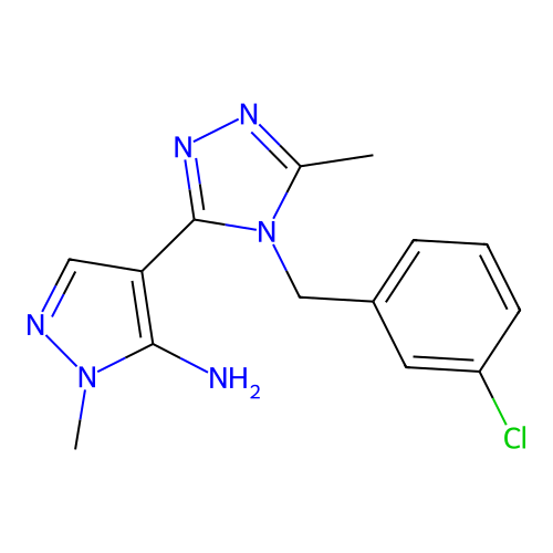 4-[4-(3-chlorobenzyl)-5-methyl-4H-1,2,4-triazol-3-yl]-1-methyl-1H-pyrazol-5-amine structure