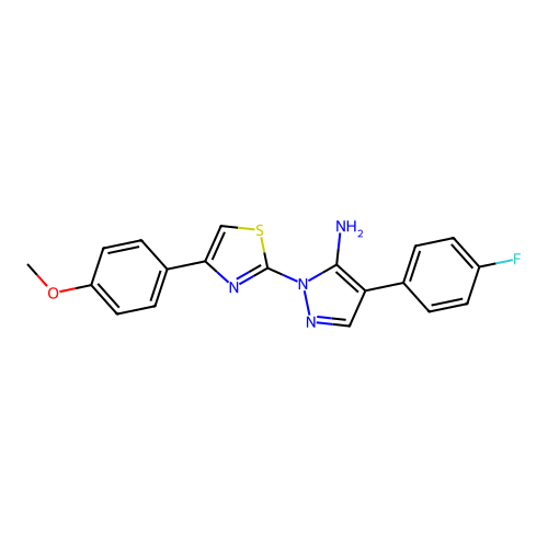 4-(4-fluorophenyl)-1-[4-(4-methoxyphenyl)-1,3-thiazol-2-yl]-1H-pyrazol-5-amine structure