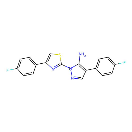 4-(4-fluorophenyl)-1-[4-(4-fluorophenyl)-1,3-thiazol-2-yl]-1H-pyrazol-5-amine structure
