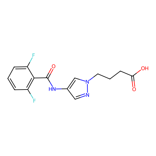 4-{4-[(2,6-difluorobenzoyl)amino]-1H-pyrazol-1-yl}butanoic acid structure