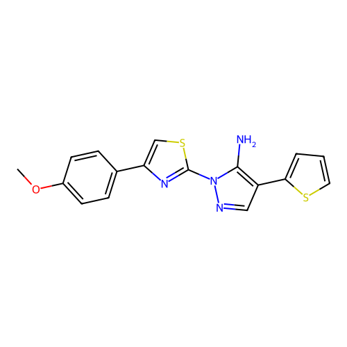 1-[4-(4-methoxyphenyl)-1,3-thiazol-2-yl]-4-(2-thienyl)-1H-pyrazol-5-amine structure