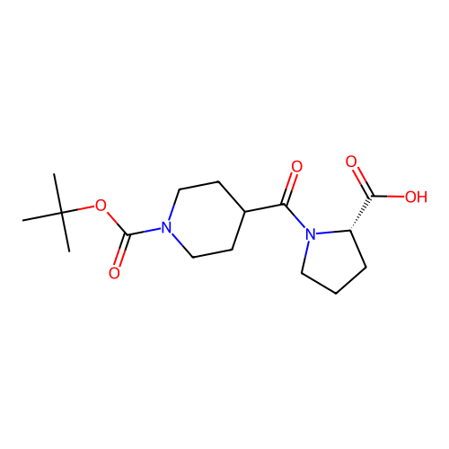 (S)-1-(1-(tert-butoxycarbonyl)piperidine-4-carbonyl)pyrrolidine-2-carboxylic acid structure