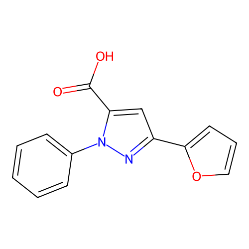 3-(furan-2-yl)-1-phenyl-1H-pyrazole-5-carboxylic acid structure