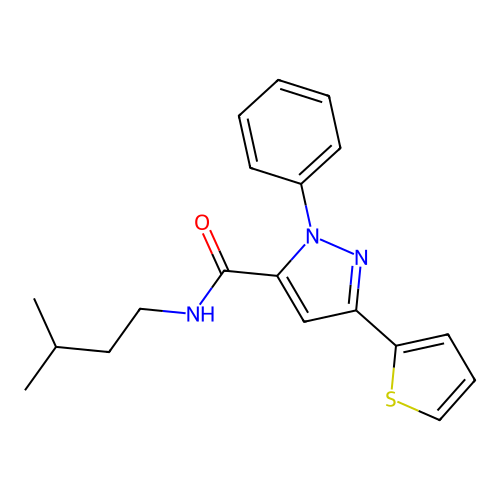 N-(3-Methylbutyl)-1-phenyl-3-(2-thienyl)-1H-pyrazole-5-carboxamide structure