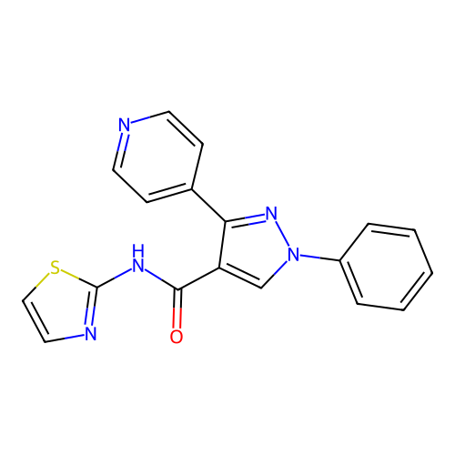 1-phenyl-3-(4-pyridinyl)-N-1,3-thiazol-2-yl-1H-pyrazole-4-carboxamide structure