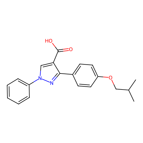 3-[4-(2-methylpropoxy)phenyl]-1-phenyl-1H-pyrazole-4-carboxylic acid structure