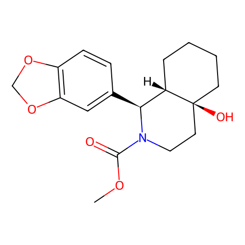 methyl (1R,4aS,8aS)-1-(1,3-benzodioxol-5-yl)-4a-hydroxy-1,3,4,5,6,7,8,8a-octahydroisoquinoline-2-carboxylate structure