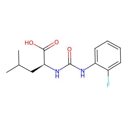 (S)-2-[3-(2-Fluoro-phenyl)-ureido]-4-methyl-pentanoic acid structure