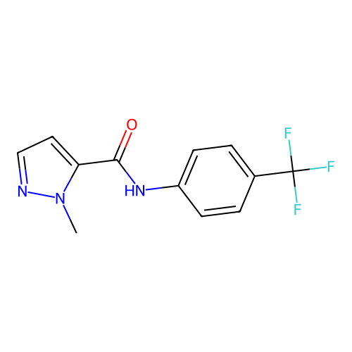 1-methyl-N-[4-(trifluoromethyl)phenyl]-1H-pyrazole-5-carboxamide structure
