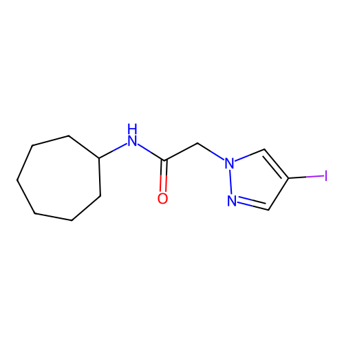 N-cycloheptyl-2-(4-iodo-1H-pyrazol-1-yl)acetamide structure