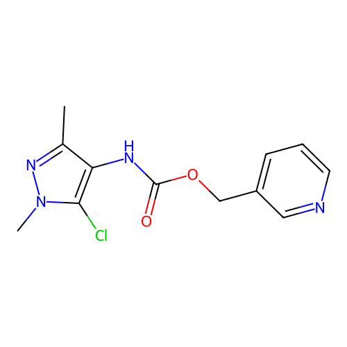 3-pyridinylmethyl N-(5-chloro-1,3-dimethyl-1H-pyrazol-4-yl)carbamate structure