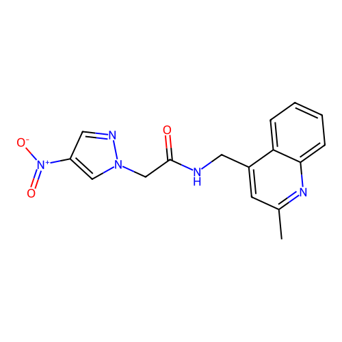 N-[(2-Methyl-4-quinolinyl)methyl]-4-nitro-1H-pyrazole-1-acetamide structure