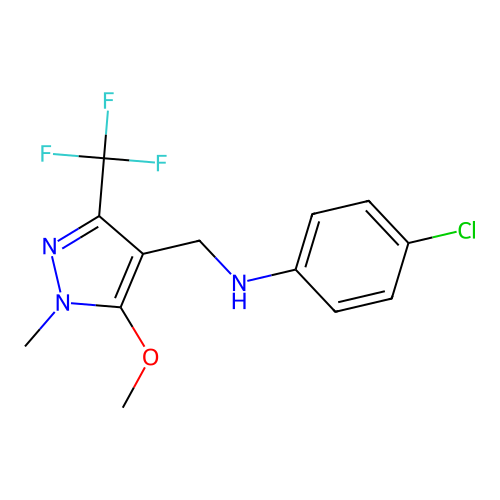 4-chloro-N-{[5-methoxy-1-methyl-3-(trifluoromethyl)-1H-pyrazol-4-yl]methyl}aniline structure