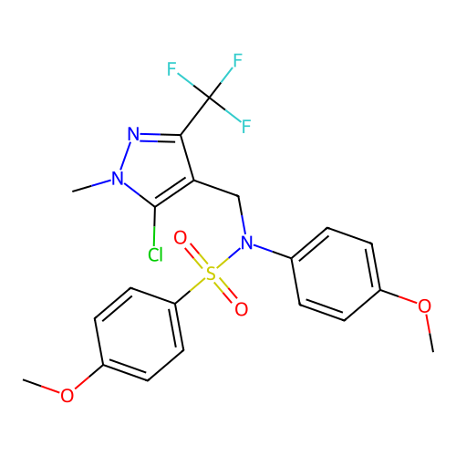 N-{[5-chloro-1-methyl-3-(trifluoromethyl)-1H-pyrazol-4-yl]methyl}-4-methoxy-N-(4-methoxyphenyl)benzenesulfonamide structure