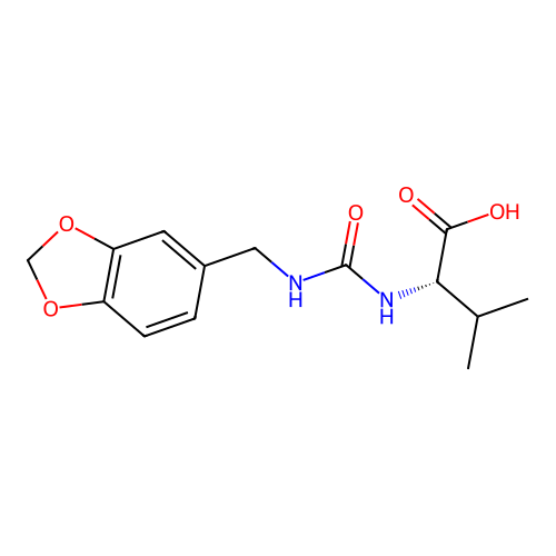 N-[(1,3-benzodioxol-5-ylmethyl)carbamoyl]-L-valine structure