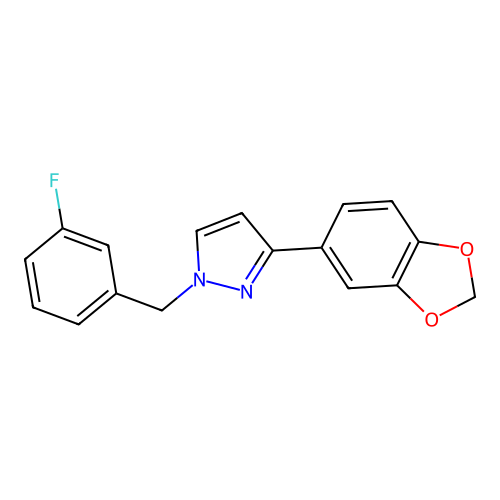 3-(1,3-benzodioxol-5-yl)-1-(3-fluorobenzyl)-1H-pyrazole structure
