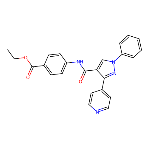 ethyl 4-({[1-phenyl-3-(4-pyridinyl)-1H-pyrazol-4-yl]carbonyl}amino)benzoate structure