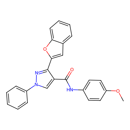 3-(1-benzofuran-2-yl)-N-(4-methoxyphenyl)-1-phenyl-1H-pyrazole-4-carboxamide structure