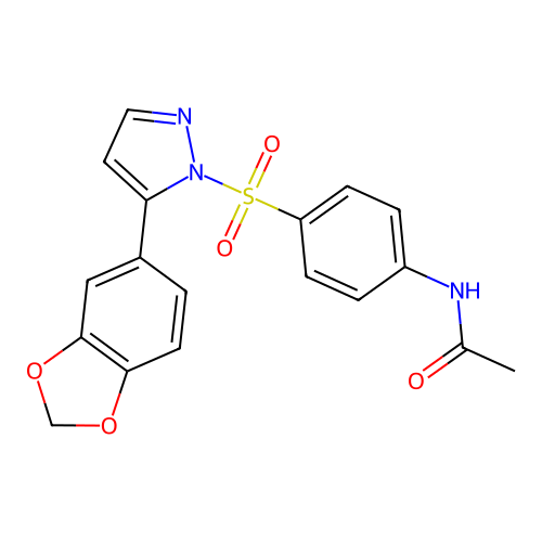 N-(4-{[5-(1,3-benzodioxol-5-yl)-1H-pyrazol-1-yl]sulfonyl}phenyl)acetamide structure