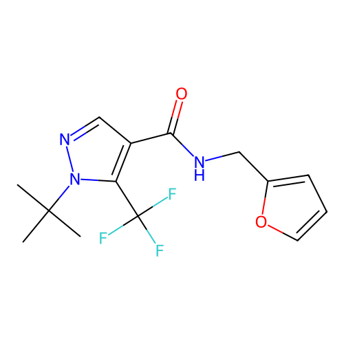 1-(tert-butyl)-N-(2-furylmethyl)-5-(trifluoromethyl)-1H-pyrazole-4-carboxamide structure