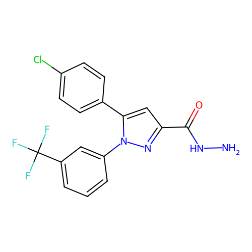 5-(4-chlorophenyl)-1-[3-(trifluoromethyl)phenyl]-1H-pyrazole-3-carbohydrazide structure