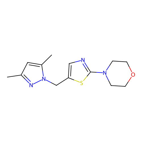 4-{5-[(3,5-dimethyl-1H-pyrazol-1-yl)methyl]-1,3-thiazol-2-yl}morpholine structure