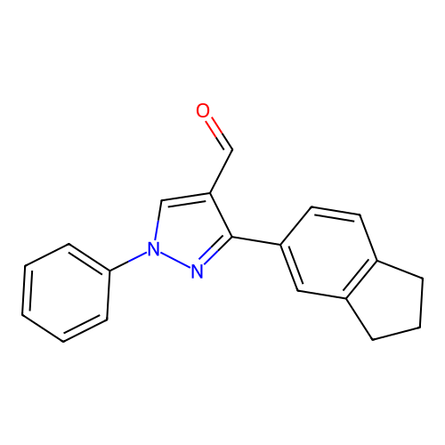 3-(2,3-dihydro-1H-inden-5-yl)-1-phenyl-1H-pyrazole-4-carbaldehyde structure