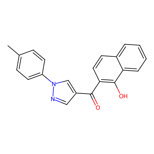 (1-hydroxy-2-naphthyl)[1-(4-methylphenyl)-1H-pyrazol-4-yl]methanone structure