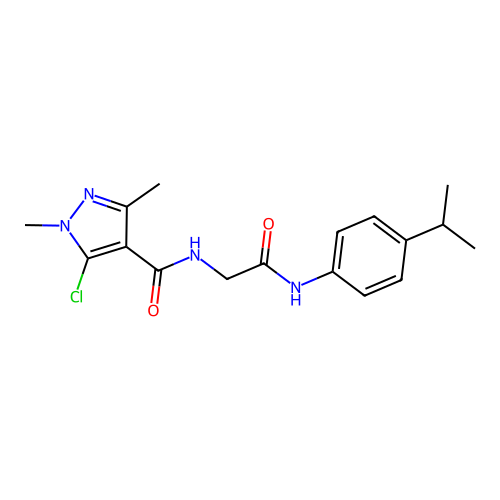 5-chloro-N-[2-(4-isopropylanilino)-2-oxoethyl]-1,3-dimethyl-1H-pyrazole-4-carboxamide structure