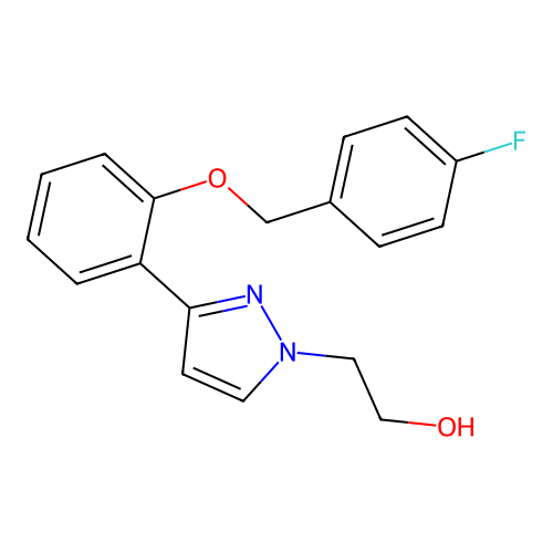 2-(3-{2-[(4-fluorobenzyl)oxy]phenyl}-1H-pyrazol-1-yl)-1-ethanol structure