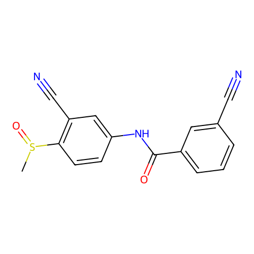 3-cyano-N-[3-cyano-4-(methylsulfinyl)phenyl]benzenecarboxamide structure
