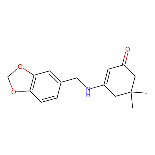 3-(1,3-Benzodioxol-5-ylmethylamino)-5,5-dimethylcyclohex-2-en-1-one structure