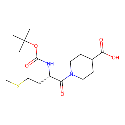 1-[(2S)-2-[(2-methylpropan-2-yl)oxycarbonylamino]-4-methylsulfanylbutanoyl]piperidine-4-carboxylic acid structure