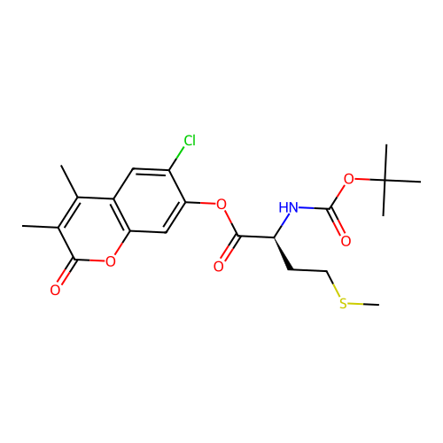 (S)-6-chloro-3,4-dimethyl-2-oxo-2H-chromen-7-yl 2-((tert-butoxycarbonyl)amino)-4-(methylthio)butanoate structure