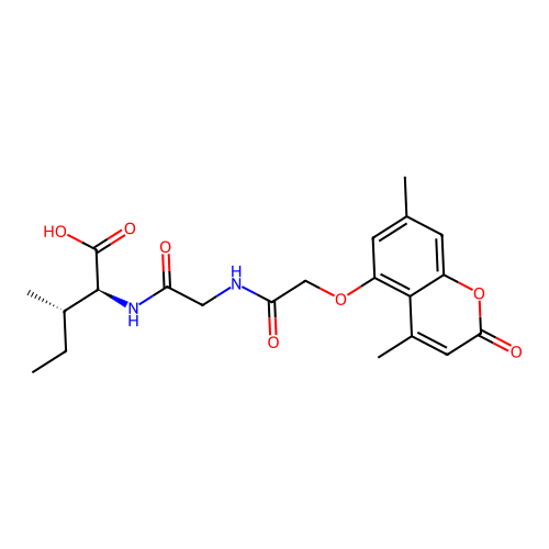 (2S,3S)-2-(2-(2-((4,7-dimethyl-2-oxo-2H-chromen-5-yl)oxy)acetamido)acetamido)-3-methylpentanoic acid structure