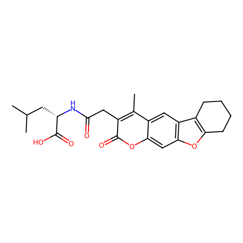(S)-4-methyl-2-(2-(4-methyl-2-oxo-6,7,8,9-tetrahydro-2H-benzofuro[3,2-g]chromen-3-yl)acetamido)pentanoic acid structure