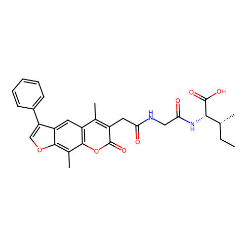 N-[(5,9-dimethyl-7-oxo-3-phenyl-7H-furo[3,2-g]chromen-6-yl)acetyl]glycyl-L-isoleucine structure