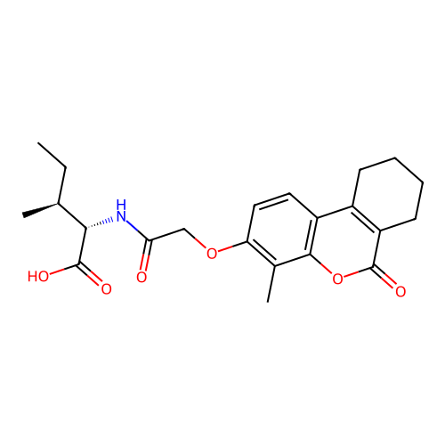 (2S,3S)-3-methyl-2-(2-((4-methyl-6-oxo-7,8,9,10-tetrahydro-6H-benzo[c]chromen-3-yl)oxy)acetamido)pentanoic acid structure