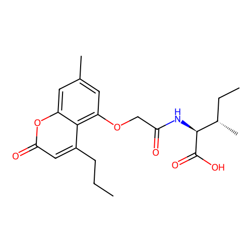 3-methyl-2-[[2-(7-methyl-2-oxo-4-propyl-chromen-5-yl)oxyacetyl]amino]pentanoic Acid structure