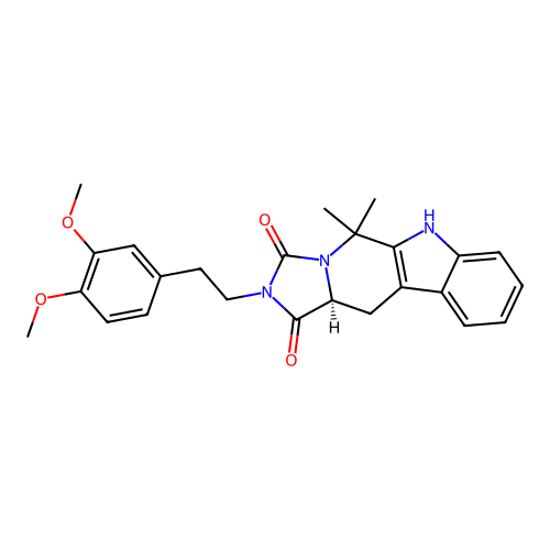 (11aS)-2-[2-(3,4-dimethoxyphenyl)ethyl]-5,5-dimethyl-5,6,11,11a-tetrahydro-1H-imidazo[1',5':1,6]pyrido[3,4-b]indole-1,3(2H)-dione structure
