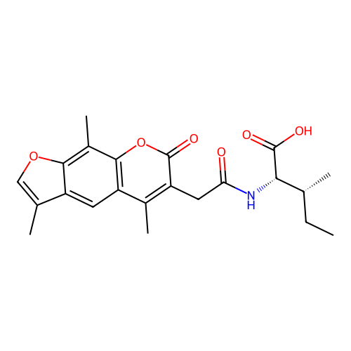 (2S,3R)-3-methyl-2-(2-(3,5,9-trimethyl-7-oxo-7H-furo[3,2-g]chromen-6-yl)acetamido)pentanoic acid structure