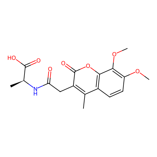 N-[(7,8-dimethoxy-4-methyl-2-oxo-2H-chromen-3-yl)acetyl]-L-alanine structure
