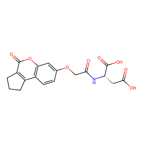 (S)-2-(2-((4-oxo-1,2,3,4-tetrahydrocyclopenta[c]chromen-7-yl)oxy)acetamido)succinic acid structure