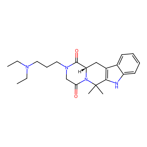 (12aS)-2-[3-(diethylamino)propyl]-6,6-dimethyl-2,3,6,7,12,12a-hexahydropyrazino[1',2':1,6]pyrido[3,4-b]indole-1,4-dione structure