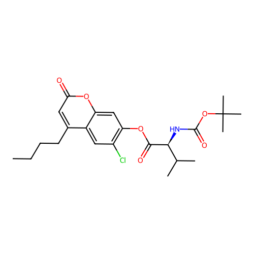 (S)-4-butyl-6-chloro-2-oxo-2H-chromen-7-yl 2-((tert-butoxycarbonyl)amino)-3-methylbutanoate structure
