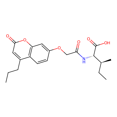 (2S,3S)-3-methyl-2-(2-((2-oxo-4-propyl-2H-chromen-7-yl)oxy)acetamido)pentanoic acid structure
