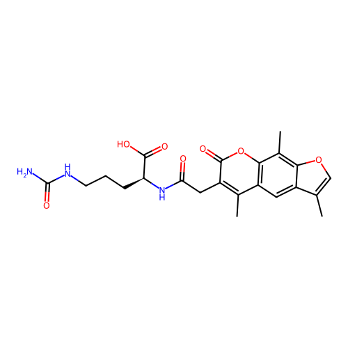 (S)-2-(2-(3,5,9-trimethyl-7-oxo-7H-furo[3,2-g]chromen-6-yl)acetamido)-5-ureidopentanoic acid structure